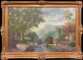 Waldmann Continental Landscape signed, oil on canvas, 60cm x 90cm