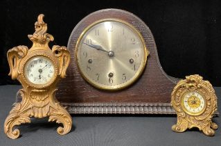 A mid 20th century Napoleon hat mantel clock; other clocks (3)