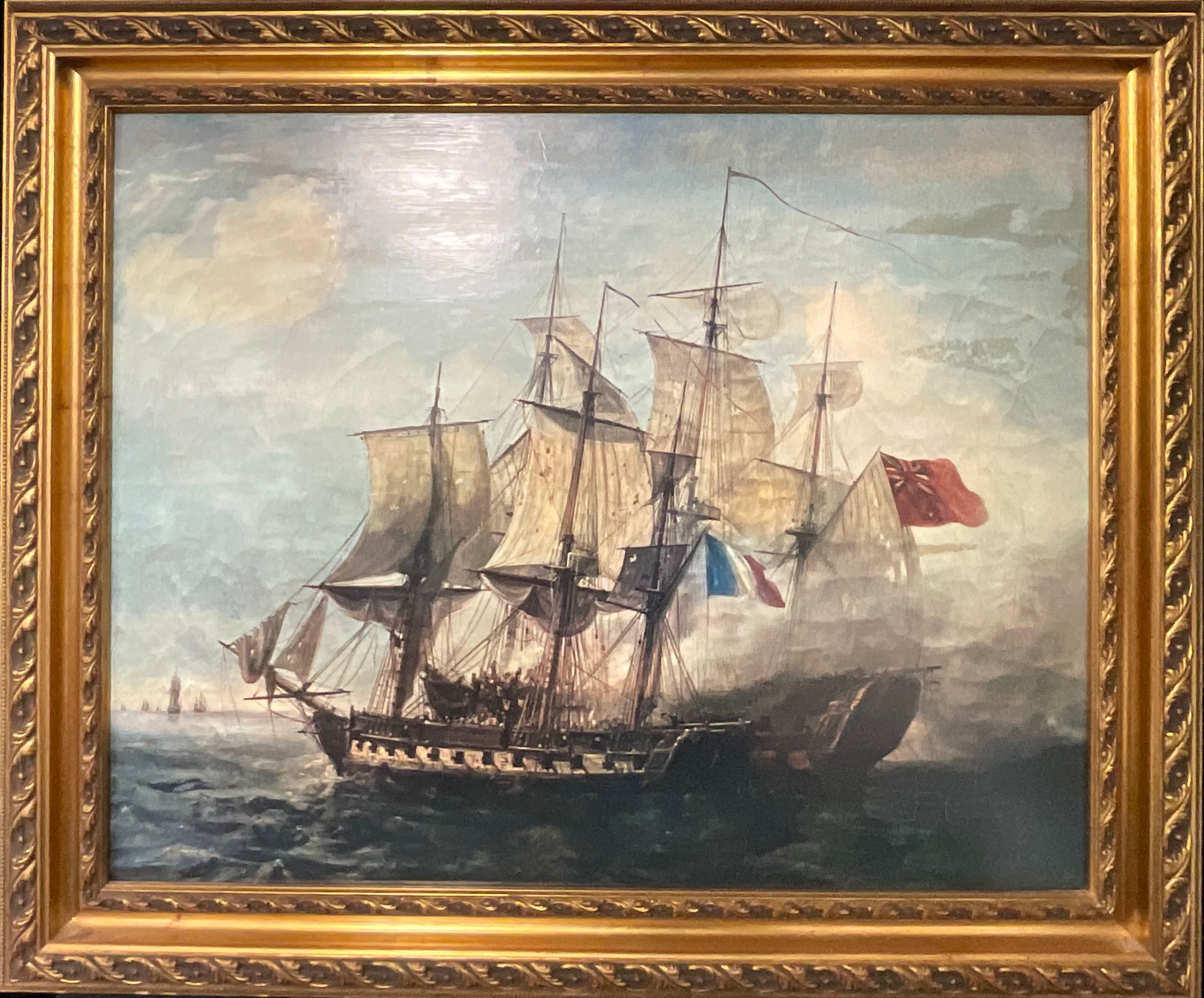 English School Napoleonic War Vessel, print, 30cm x 60cm - Image 2 of 2