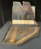 A late 19th/early 20th century Reynolds Excelsior Harp, boxed; another similar; a 19th century