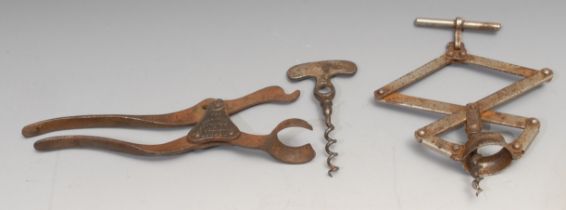 Helixophilia - a 19th century Lund patent two-part lever corkscrew, 20cm long; a concertina action