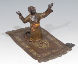 Austrian School (19th/early 20th century), an Orientalist cold painted bronze, of a Muslim Arab,