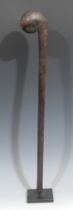 Tribal Art - an African rungu type throwing club, scrolling bulbous head, 54.5cm long, 19th/early