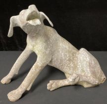 Garden statuary - a cast metal hound, 35cm high x 45cm long