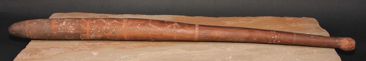Tribal Art - an Australian Aboriginal nulla nulla digging stick or waddy club, incised and picked
