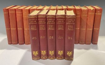 Books - William Harrison Ainsworth, the collected works, in fifteen volumes, red cloth bindings,