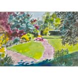 Shirley Spotiswoode (modern British) Summer Garden signed, watercolour, 36cm x 52cm