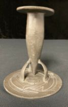 An Archibald Knox Tudric Art Nouveau candlestick