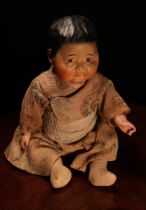 An early 20th century Horsman 'Baby Butterfly' painted composition head doll, the painted