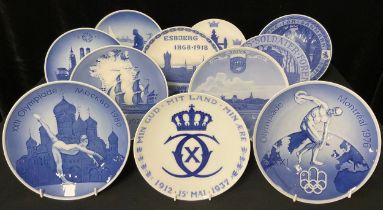 A Royal Copenhagen commemorative plate, Esbjerg 1868 - 1918, printed with a port, 20.5cm, printed