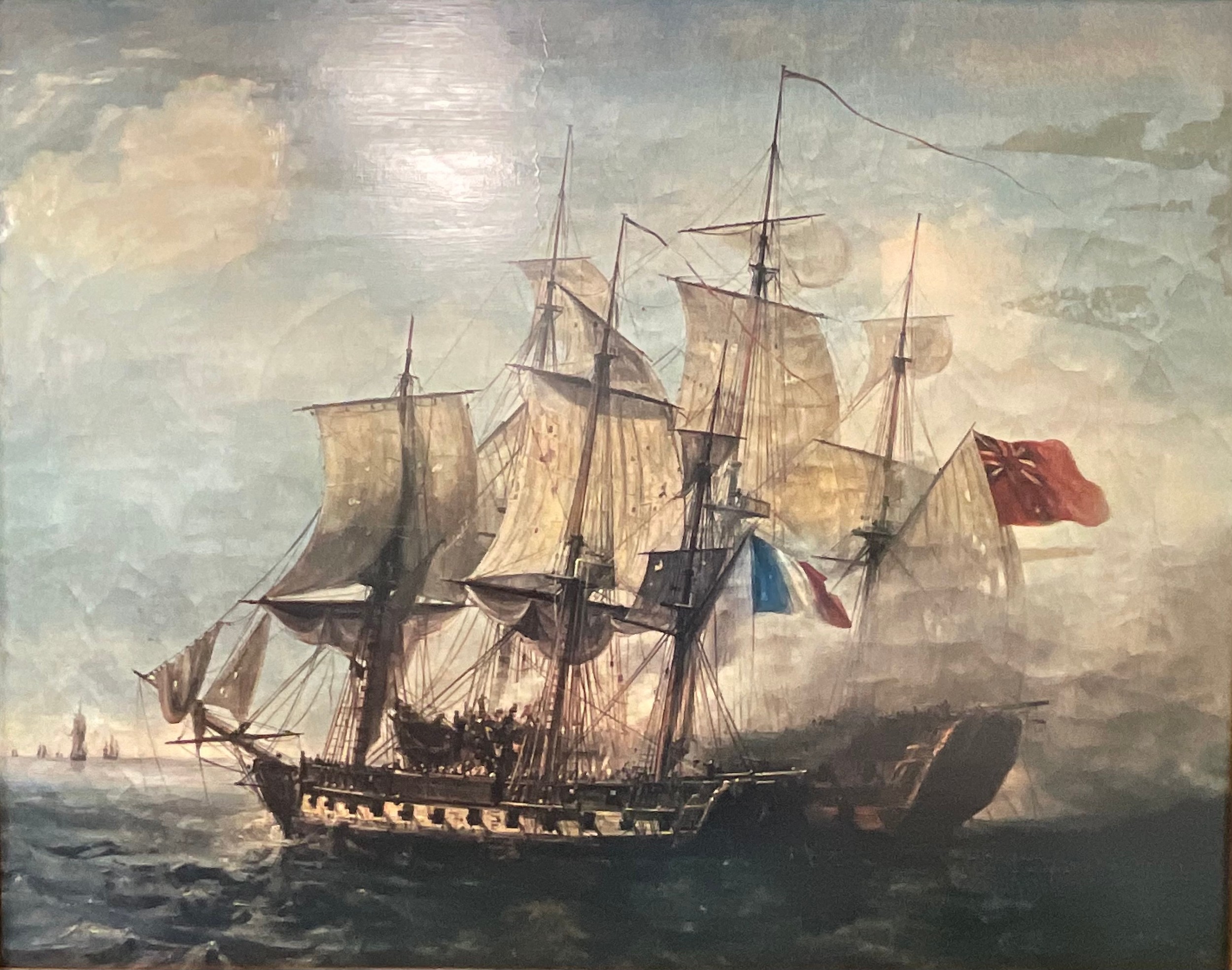 English School Napoleonic War Vessel, print, 30cm x 60cm