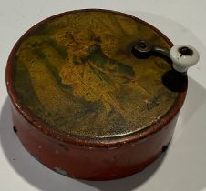 A 19th century French child's hand cranked cylindrical music box, Rip Van Winkle ballads