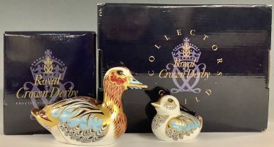A pair of Royal Crown Derby paperweights, Collectors Guild Duck, and Collectors Guild Duckling, both