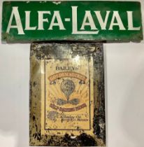 Advertising - a rectangular shaped single sided enamel sign, 'ALFA-LAVAL', white lettering on a