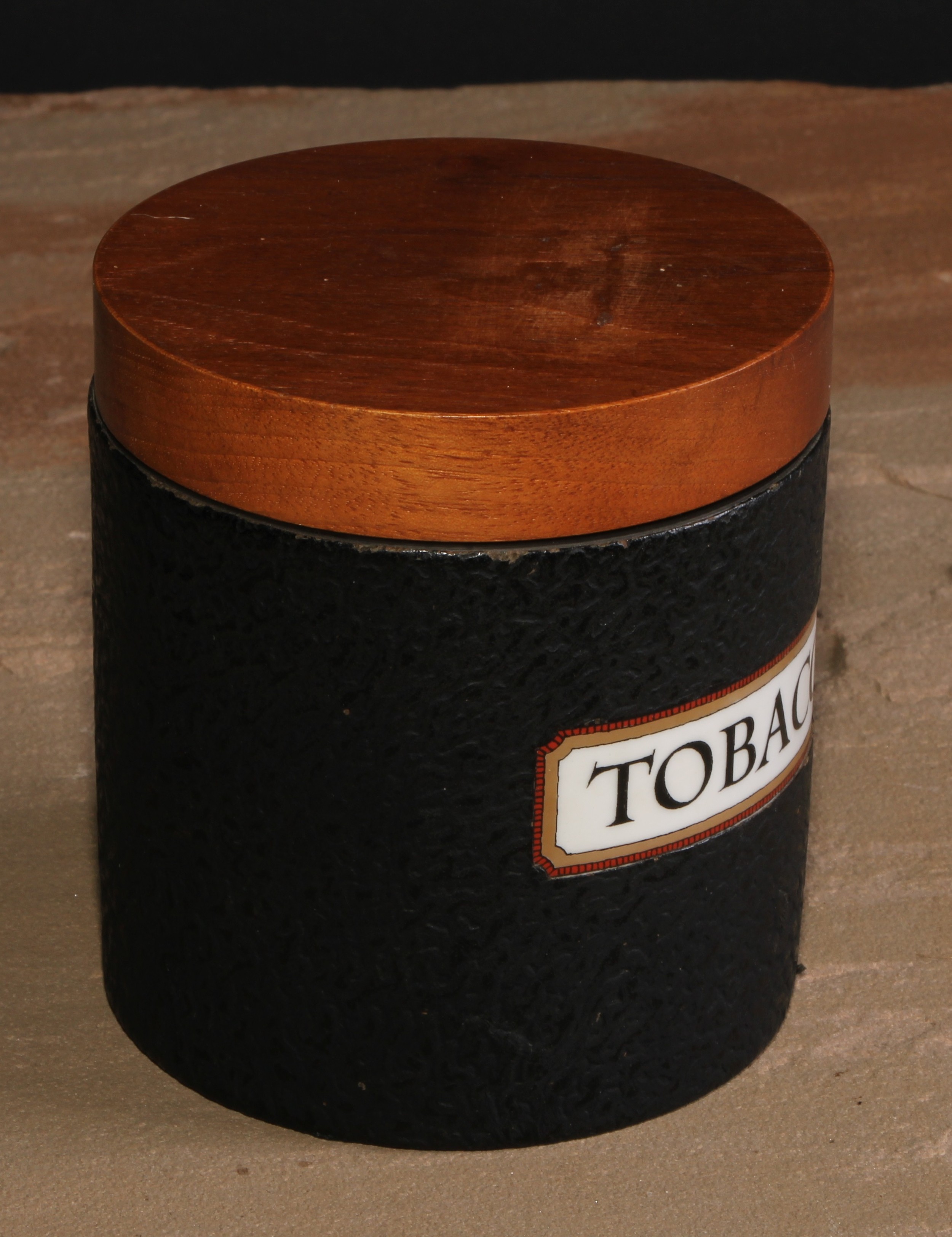 Dunhill - a cylindrical tobacco jar, hardwood cover, 11.5cm high, gilt mark to base - Image 2 of 4