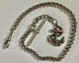 A single Albert with hallmarked silver anchor fob