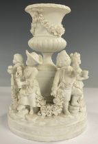 A Rudolstadt Volkstedt bisque centrepiece, 21cm high, faults, c.1895