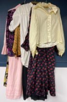 Vintage fashion - 1970s Jean Varon dress; 1970s Radley crepe dress; Biba blouse; Lee Bender