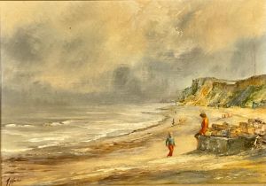 Maureen J Horton Sun, Wind and Sand at Runtor signed, oil on canvas, 23.5cm x 33cm