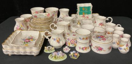 An Abbeydale Morning Glory pattern trinket dishes, trinket box and cover, rectangular tray; others