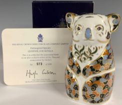 A Royal Crown Derby paperweight, Queensland Koala, part of the Endangered Species series