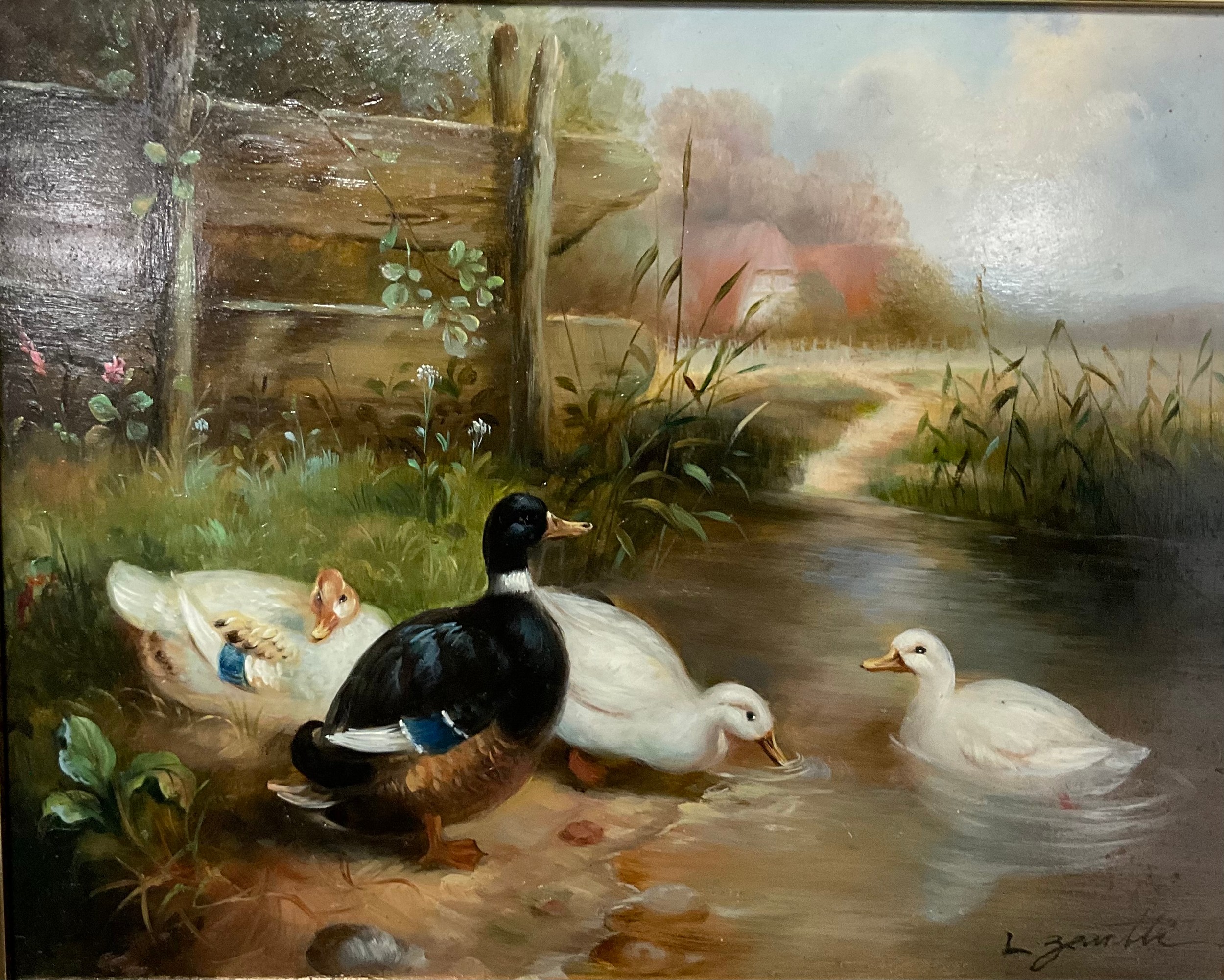 Continental School (20th century) An associated pair, The Farmyard and The Duck Pond indistinctly - Image 3 of 3
