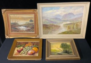Pictures and Prints - Graham Scott, The Trossachs, signed, oil; M Firfiray, Landscape, signed,