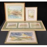 Pictures and Prints - Andrew Findlay, Wooded River Scene, signed, watercolour; Alcuda Marsh signed