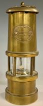 A brass miner's lamp, Hockley Lamp & Limelight Company, 17cm