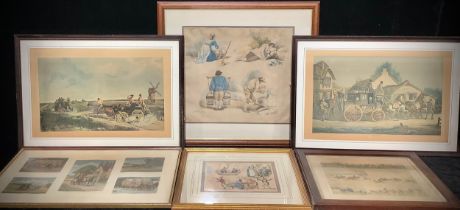 A pair of coaching prints, Coaching Incidents, Figures, George Moorland, published 1795; a six in