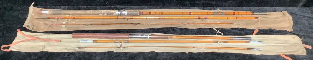 A fly fishing split cane, The Gnat, Tom Watson & Son, Nottingham, soft case; another split cane rod,