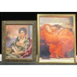Pictures and Prints - Gilbert Seated Lady unsigned, oil on board; a framed museum print, Frederick