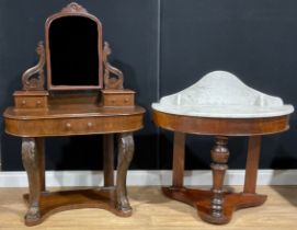 A late Victorian mahogany duchess dressing table, of small proportions, 134.5cm high, 90.5cm wide,