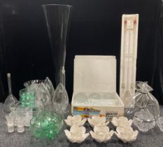 Glassware - including cut glass, large art glass conical vase, laboratory bottles, etc, qty