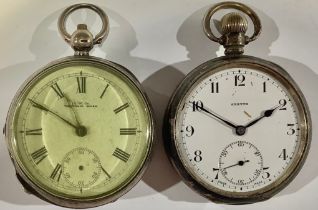 A Stayte hallmarked silver pocket watch; another, A.W. Co Waltham Mass hallmarked