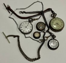 A late 19th century lady's silver open face pocket watch, white enamel dial, Roman numerals, the