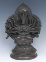 Chinese School, a dark patinated bronze, Avalokiteshvara Buddha, 26cm high