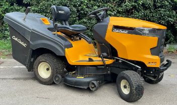 A Cub Cadet XT2 Enduro Series lawn tractor or ride-on lawnmower, push button start, display shows