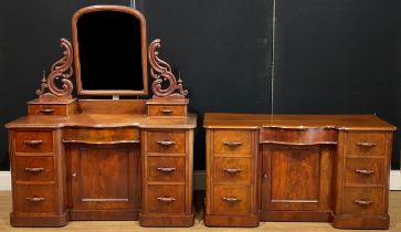 A Victorian mahogany two-piece bedroom suite, comprising dressing table, 162cm high, 137cm wide,