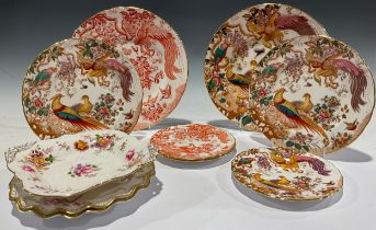 A Royal Crown Derby Royal Antoinette pattern shaped circular plate, 20cm diam.; another, Royal