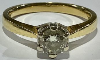 Ladies 18ct Gold Ring set with a solitaire diamond. Round brilliant cut diamond approx 0.60ct,