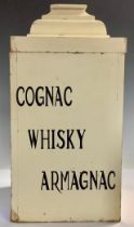 Interior Decoration - a shabby-chic painted bottle box, inscribed Cognac, Whisky, Armagnac, 42cm