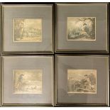 A set of four game shooting prints, 19th century, Snipe Shooting, Partridge Shooting, a pair Duck