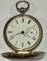 A silver hallmarked Hunter pocket watch, J W Benson