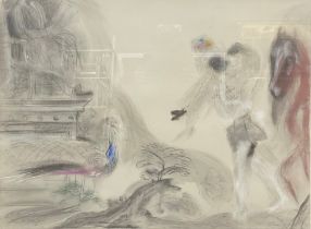 Glen Sujo (Bn. 1952) Study for Nemon I signed, dated June 1983, pastel and charcoal, 58.5cm x 76cm