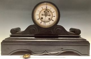 A large Victorian marble clock, with visible escapement