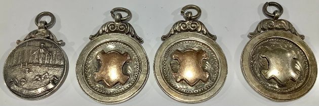A silver fob medal, Birmingham 1936; others similar, 45g (4)