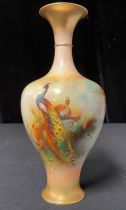 A Royal Worcester inverted baluster vase, slender elongated neck, everted rim, indistinctly