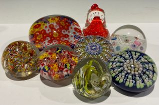 A large glass Millefiori paperweight, 10.5cm diameter; others similar (8)