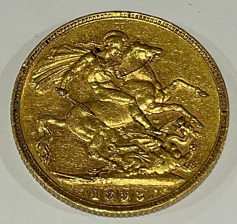 A Victorian gold sovereign, 1893